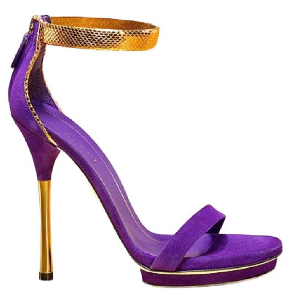 Gucci Kelis Purple Suede Platform Sandals